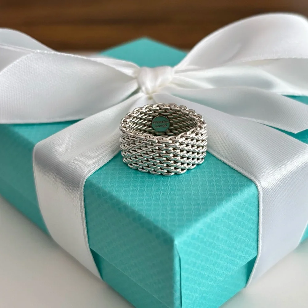 Tiffany & Co. Mesh Somerset Band Ring Size 5, Sterling Silver - Picture 2 of 4